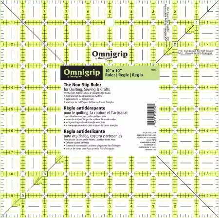 10"Square Omnigrip Ruler- Omnigrid