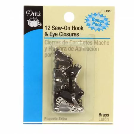 12 Sew-On Hook & Eye Closures - Dritz