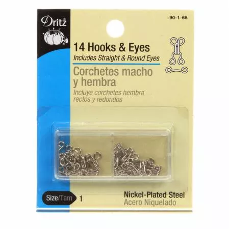 14 Sew-On Hook & Eye Closures - Size 1