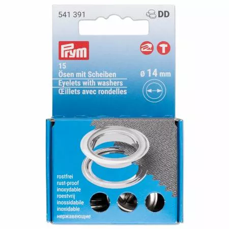 14mm Eyelets with Washers/Silver 20 pcs