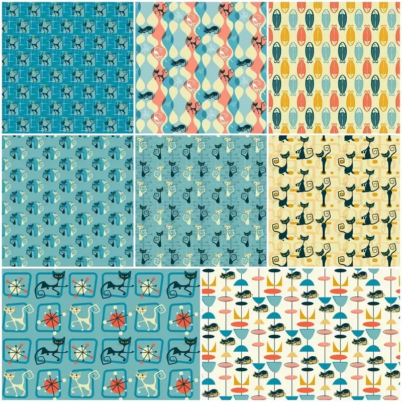 1950s Atomic Cats Fat Eighth Bundle – 8 Pieces