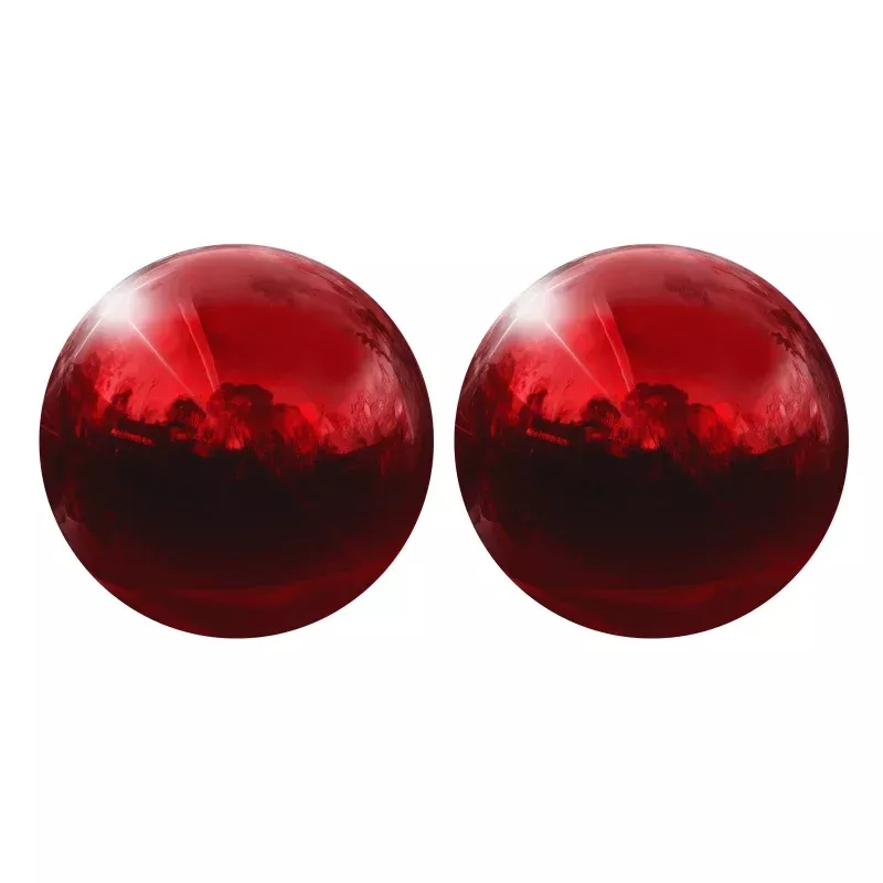 2 Pcs Gazing Globe Decor Ball 2.5 Inch 63mm Reflective, Ruby Red