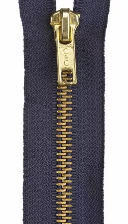 24" 1-Way Heavy Weight Separating Zipper (Brass)/Navy
