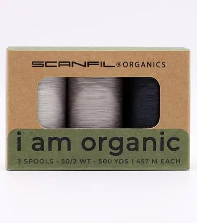3 Spool Thread Set Organic Cotton 50wt/Storm Greys