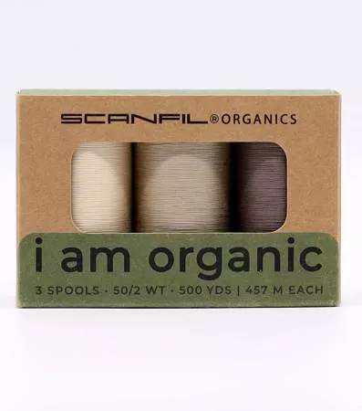 3 Spool Thread Set Organic Cotton 50wt/Tan Shades