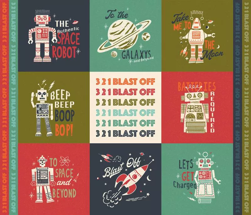 321 Blast Off Panel Multi - 36"x44"