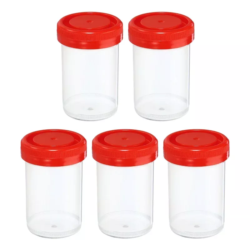 90mL Sample Cups 2Pcs Sample Containers Leak Proof Screw Cap for Lab Home Red