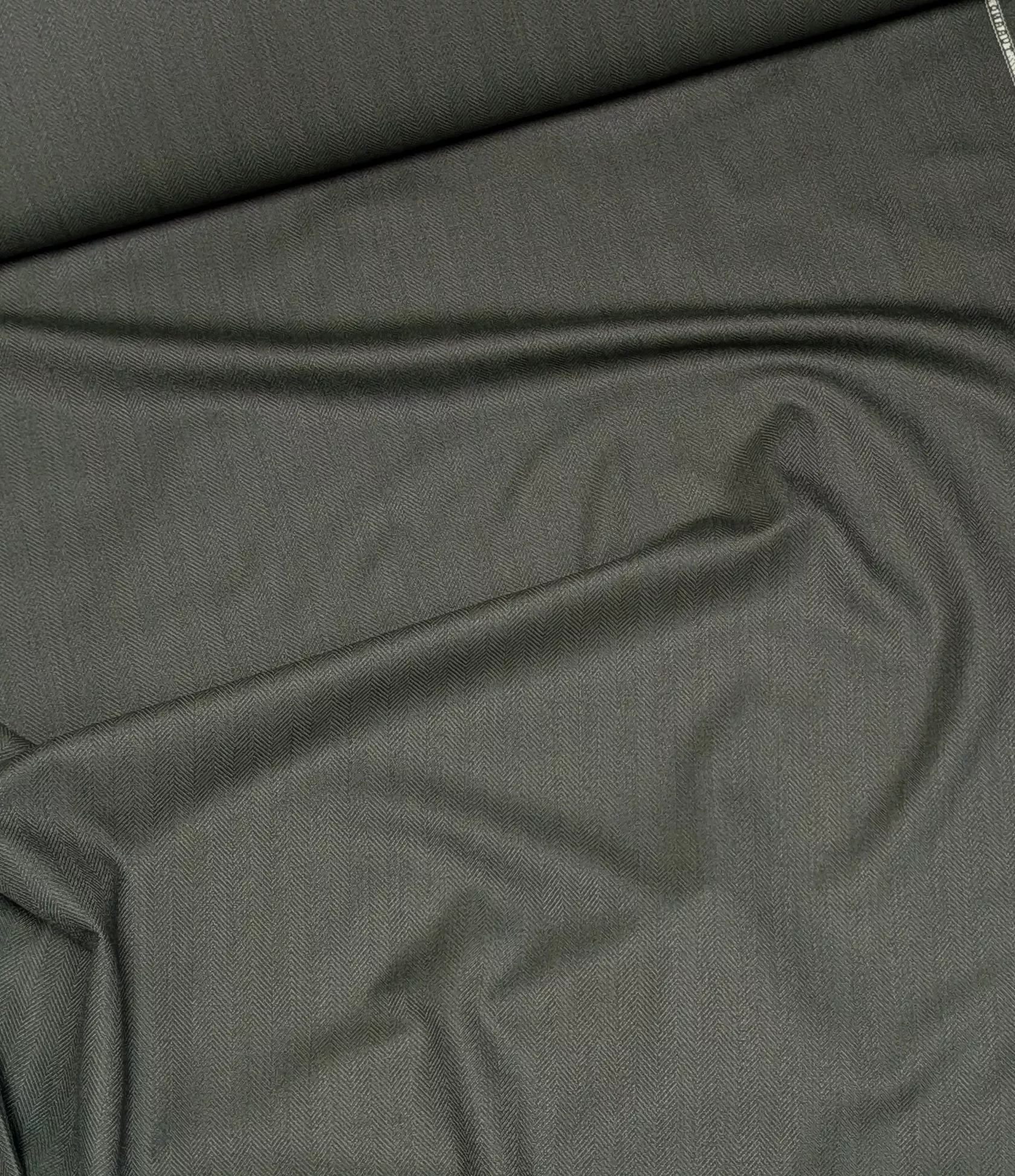 Australian Wool Suiting - Dark Green - Herringbone