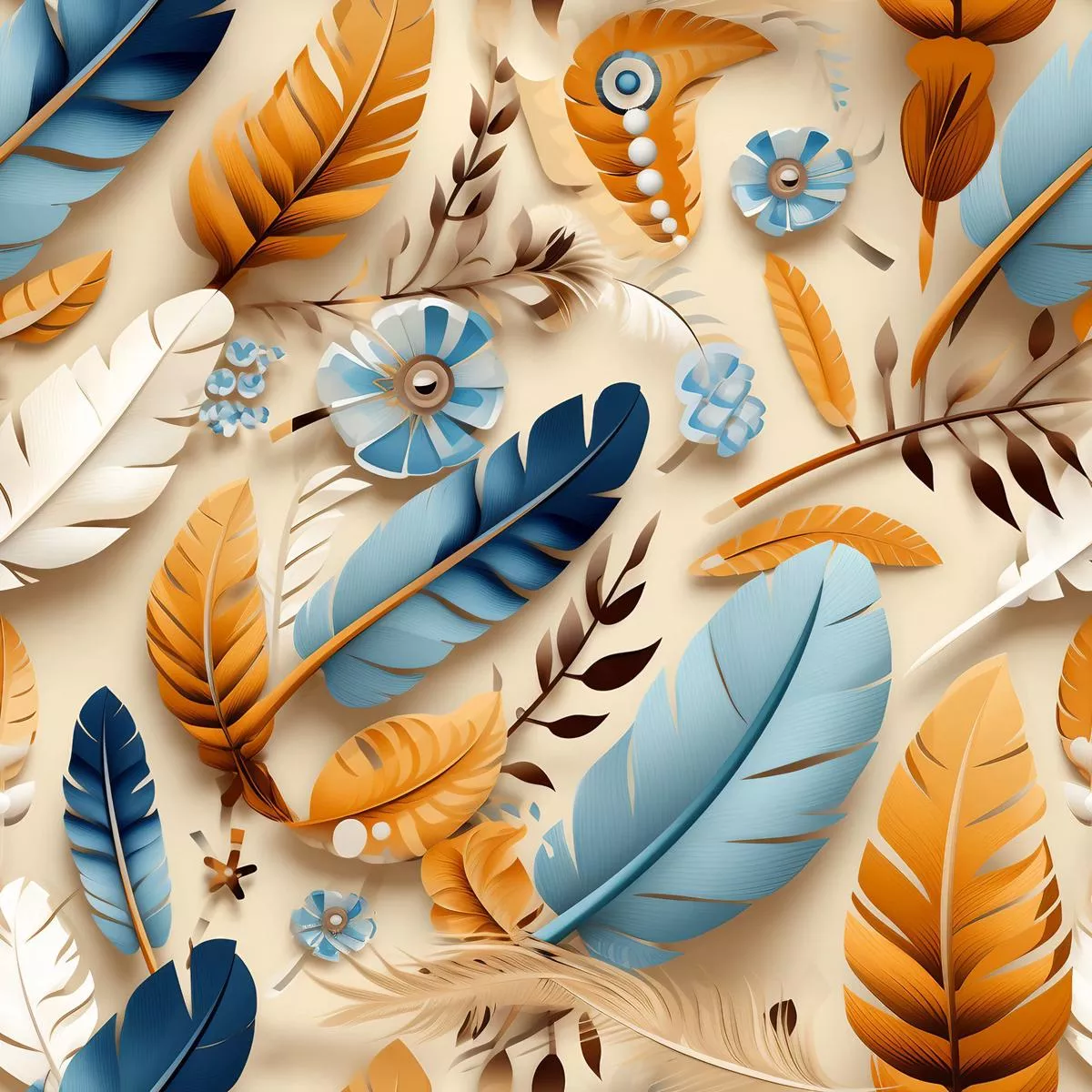 Aztec Feather Pattern 15 Quilting Cotton Fabric