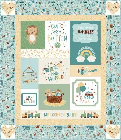 Baby Boy Cute as a Button Panel Quilt Kit