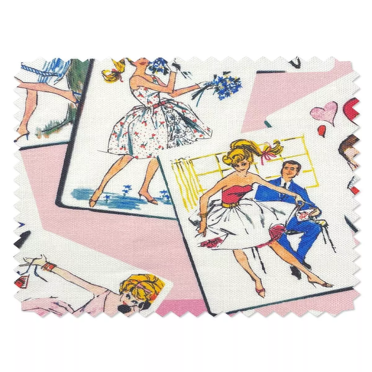 ‘Barbie Trading Cards’ Fabric by Barbie – Pink