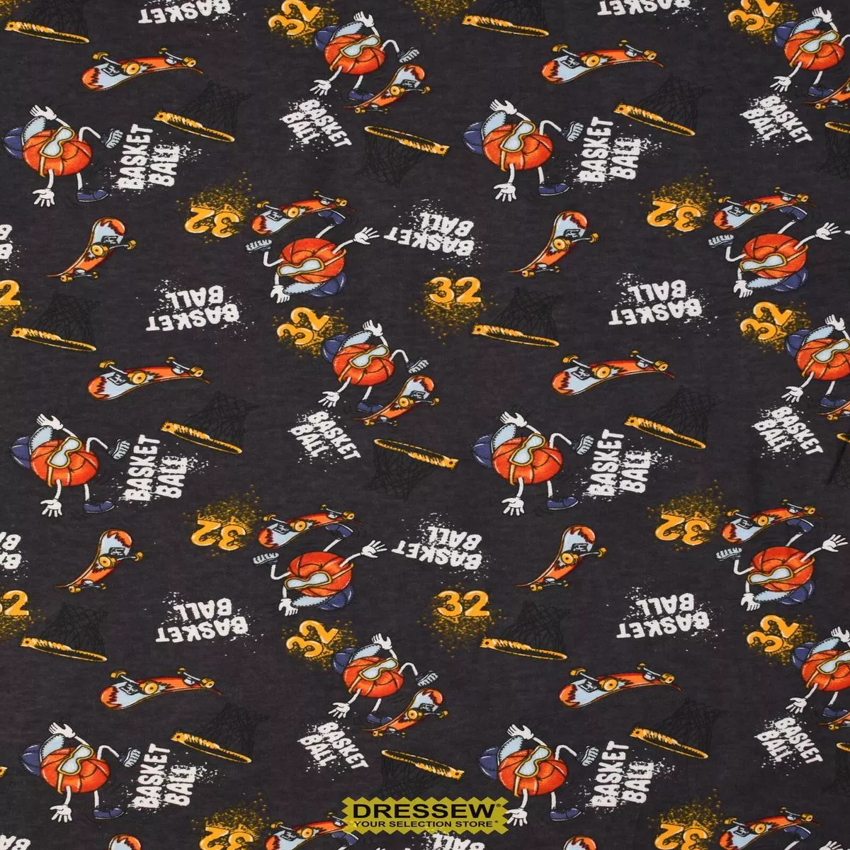 Basketball Flannelette Charcoal / Multi
