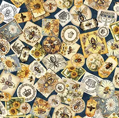 Bee Collage - Navy - Queen Bee