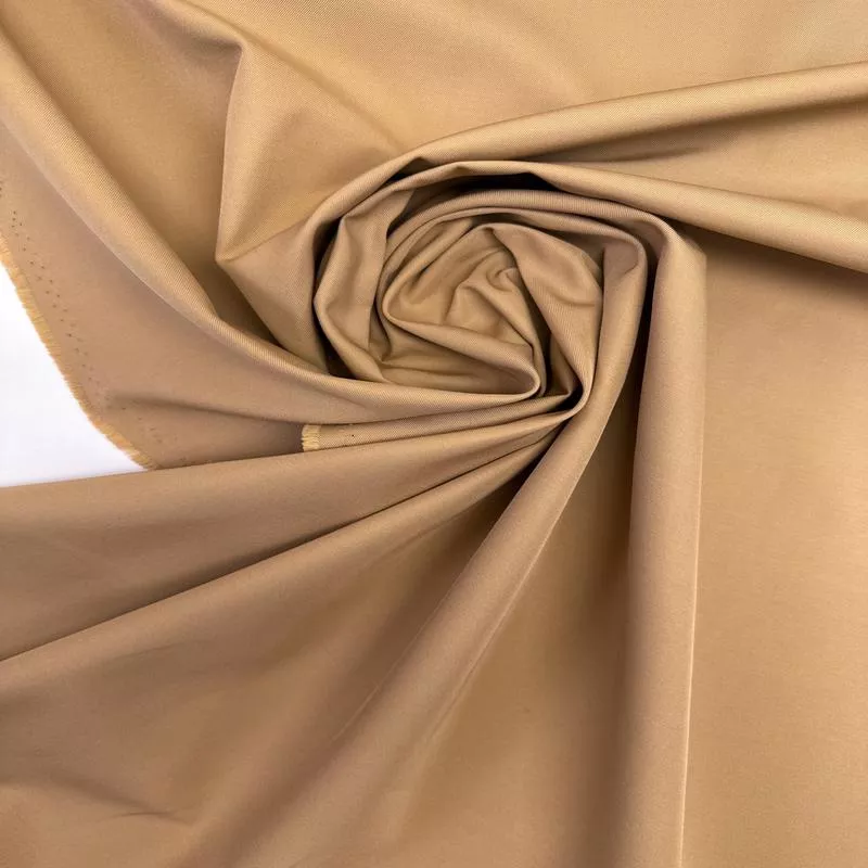 Beige Polyester Cotton Gabardine