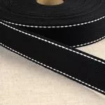 Black 100% Ctn Webbing with Stitches