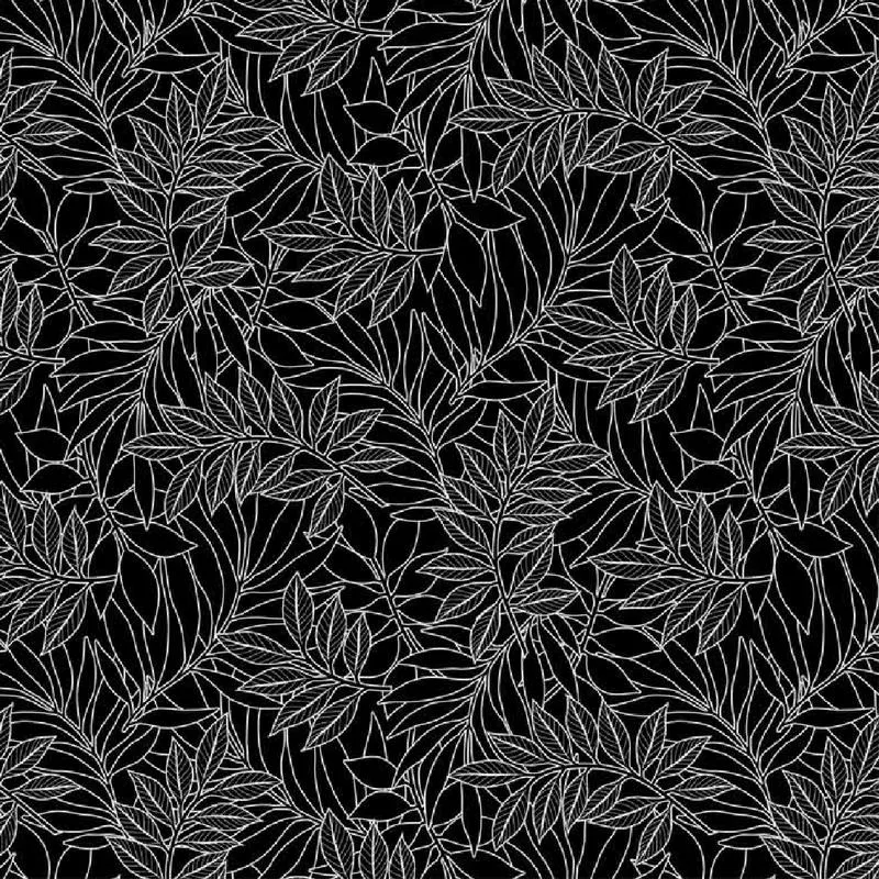 Black Leaf // Ebony & Ivory for Northcott (1/4 yard)