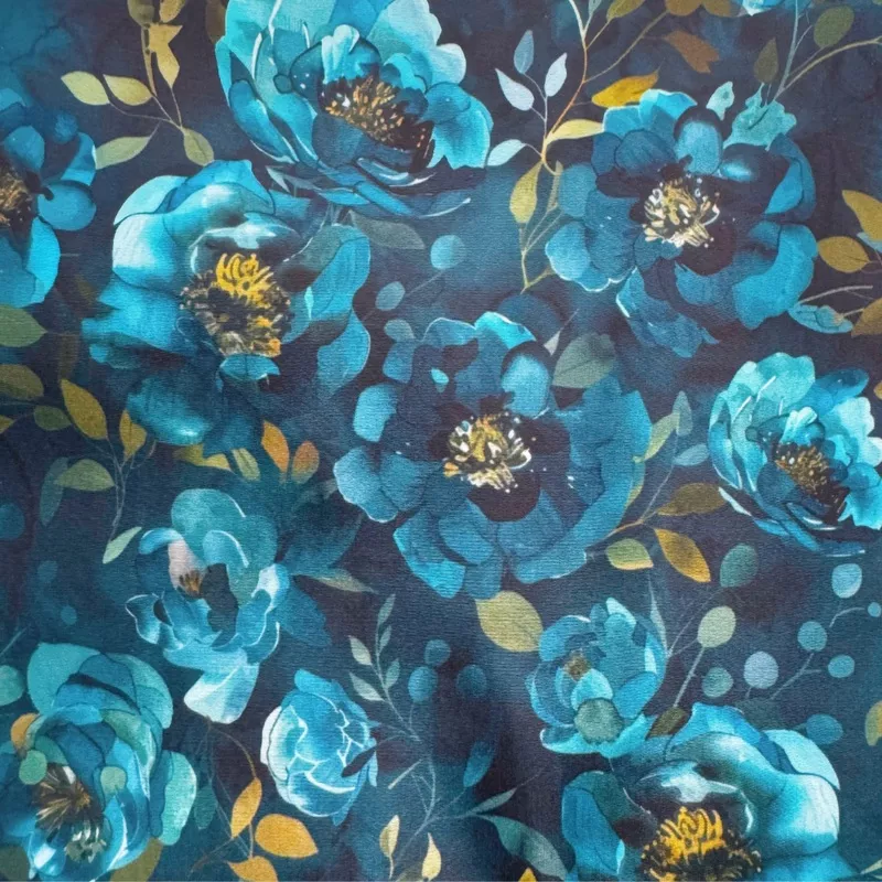 Blue Floral Bonded Nylon