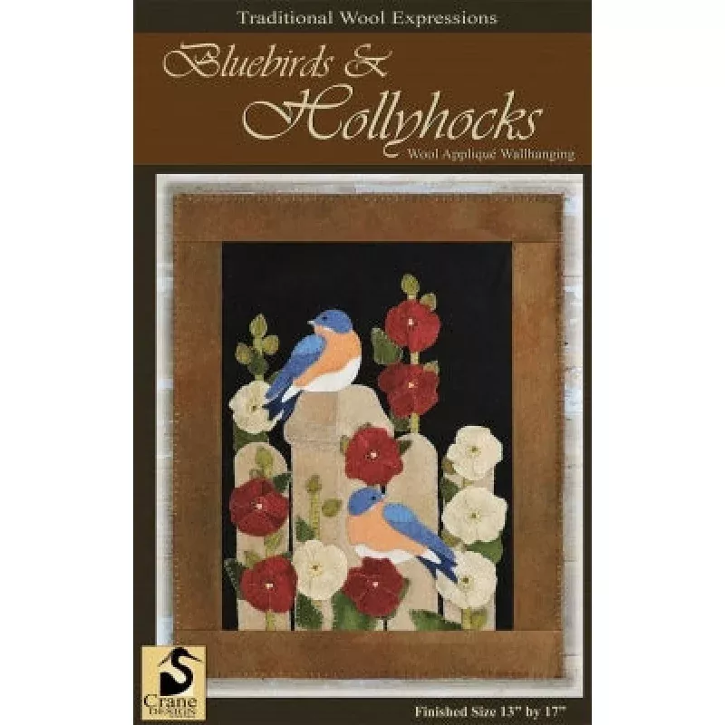 Bluebirds and Hollyhocks Pattern cdbh