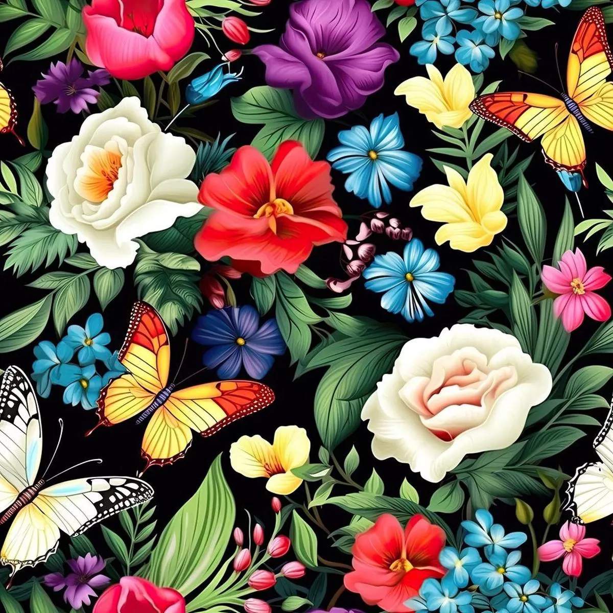 Butterflies & Blooms Pattern #2 Fabric