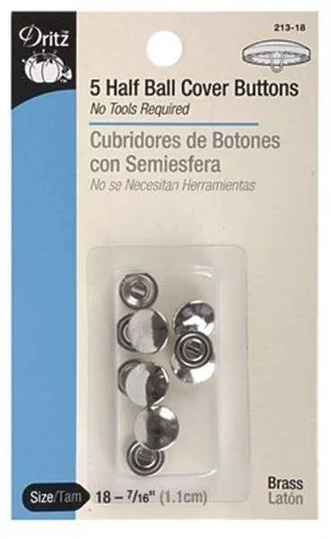 Button Cover Half Ball - Size 18- 7/16in