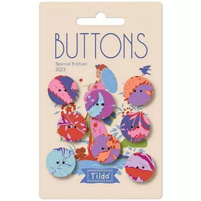 Buttons (18mm 8 pcs)/Blue/Red: Abloom (Tilda)