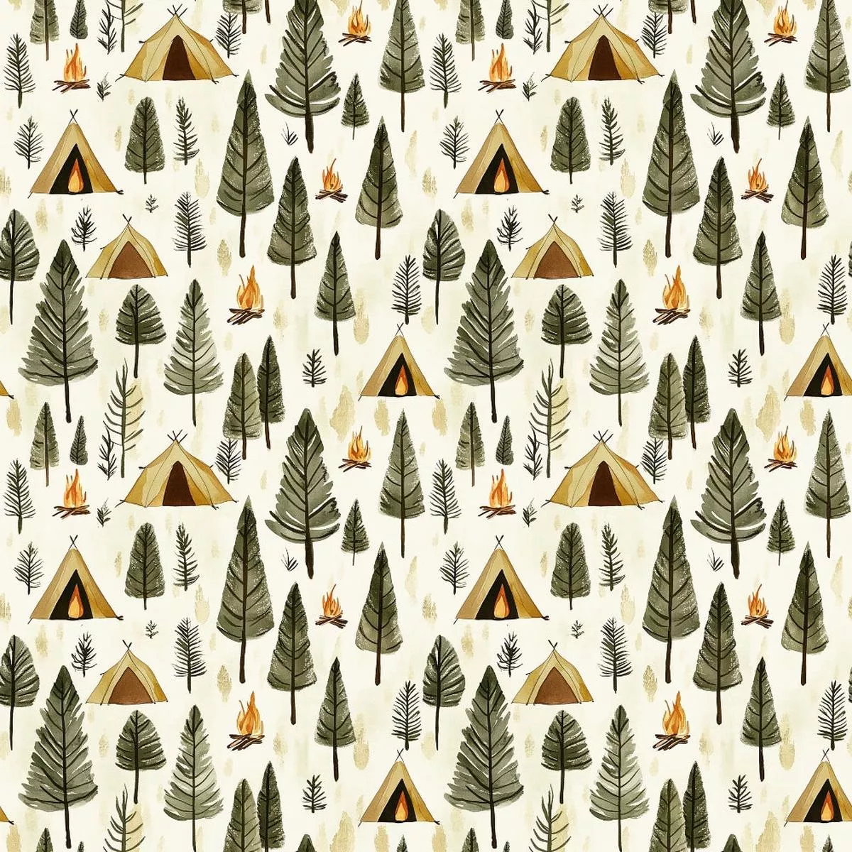 Camping in the Forest Pattern 3 Quilting Cotton Fabric