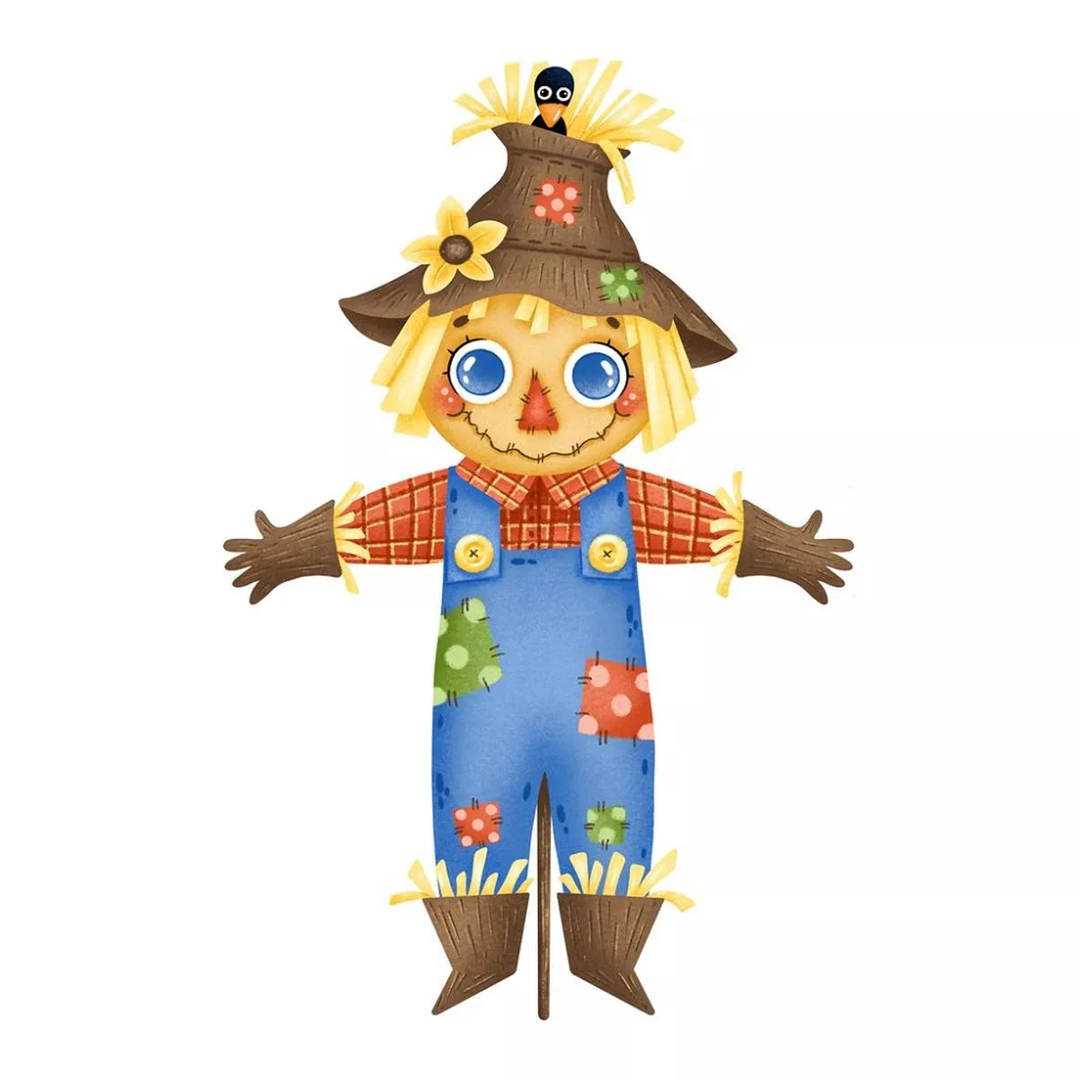 Cartoon Scarecrow Fabric Panel – Multi