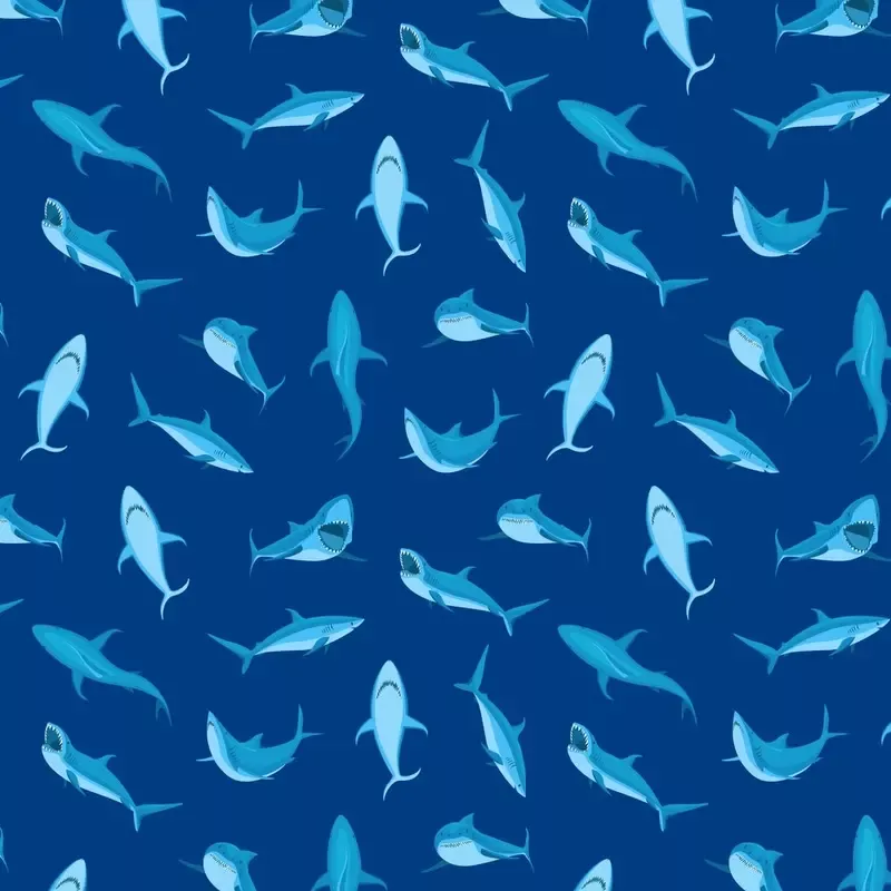 Cartoon Shark Fabric – Blue