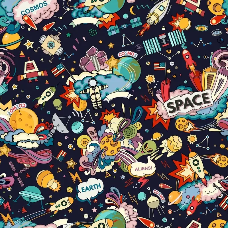 Cartoon Space Fabric