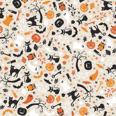 Cats & Ghosts - Cream - Pumpkins & Potions - Kimberbell