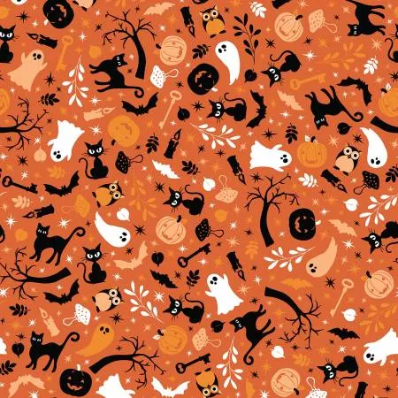 Cats & Ghosts - Orange - Pumpkins & Potions - Kimberbell
