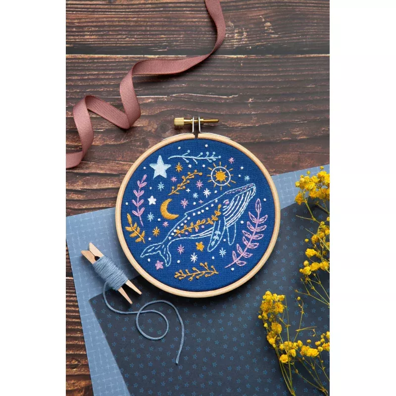 Celestial Whale Mini Embroidery Kit | Complete Craft Kit