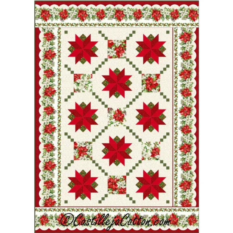 Chained Poinsettias Quilt Pattern