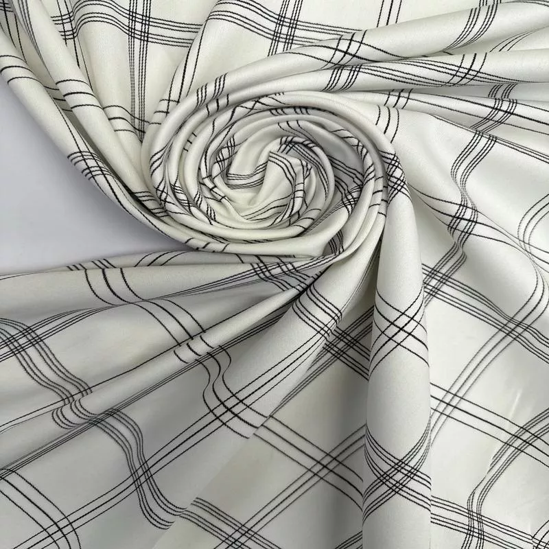Checked Black White Cotton Blend