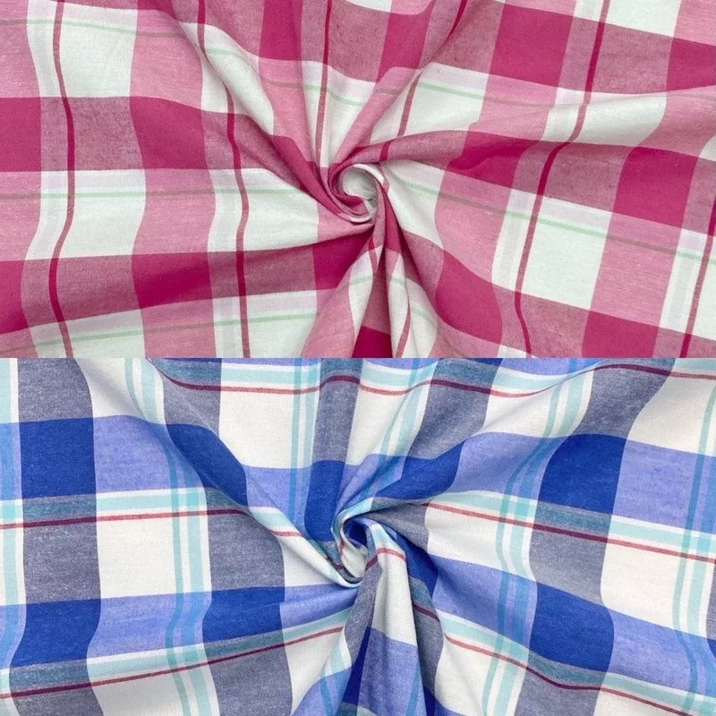 Checkered Polycotton Fabric Pink