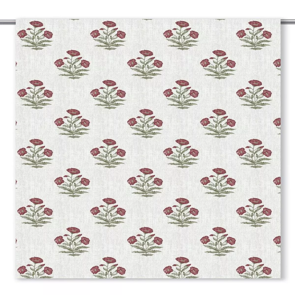 ‘Cherokee Brick’ Fabric by the Yard (White/ Burgundy Red)