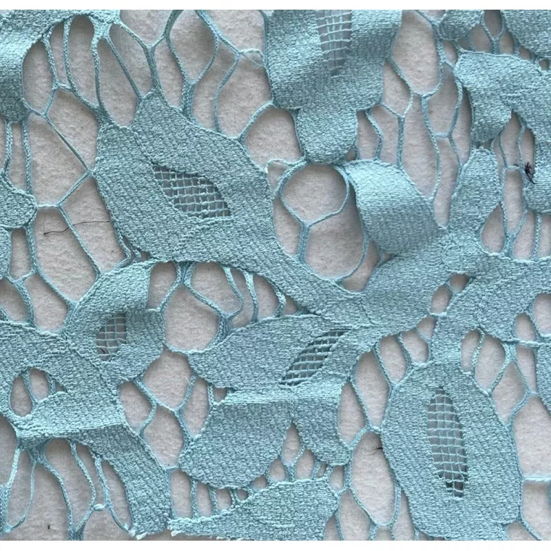 Chic Powder Blue Floral Corded Polyester Lace Fabric