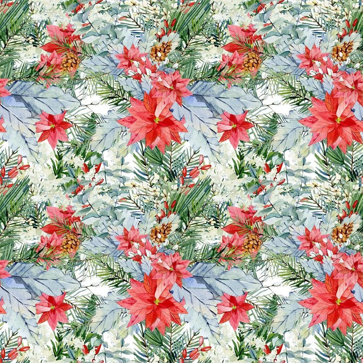 Christmas Floral Pattern 2 Fabric