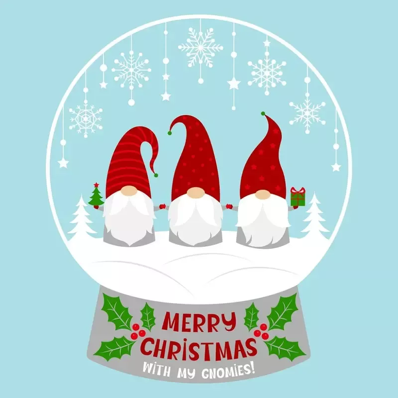 Christmas Gnome Snow Globe Fabric Panel