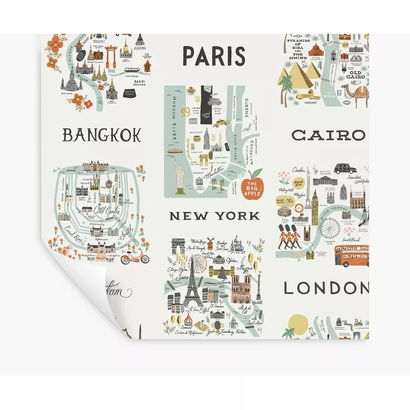 City Maps Peel & Stick Wallpaper – Mint Mint
