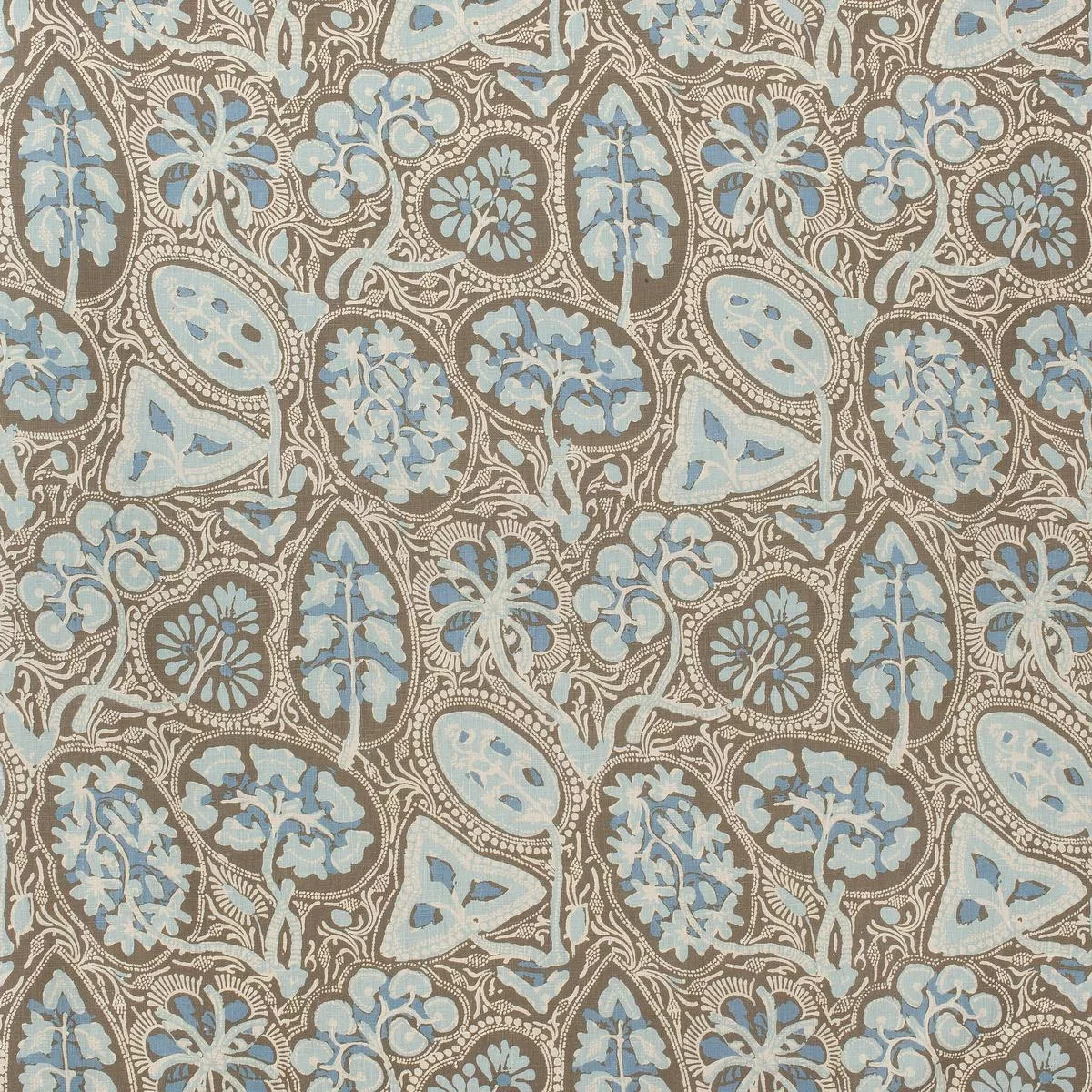 Cochin Aqua and Brown Fabric