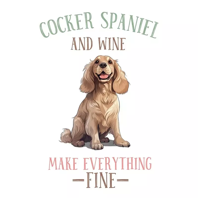 Cocker Spaniel & Wine Fabric Panel