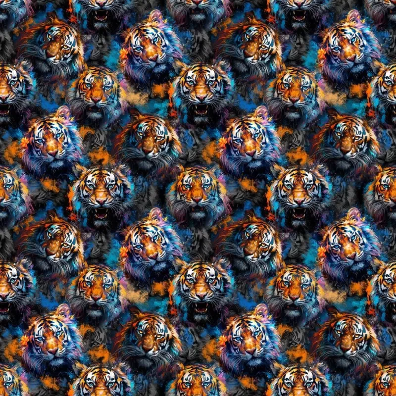 Colorful Tiger Face Fabric