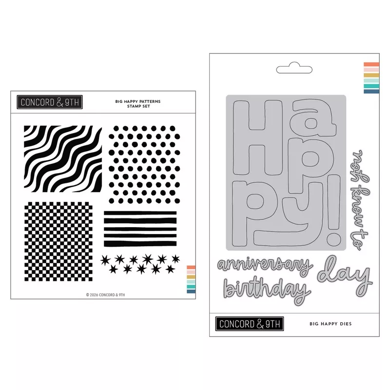 Concord & 9th Big Happy Patterns Stamps and Dies Bundle