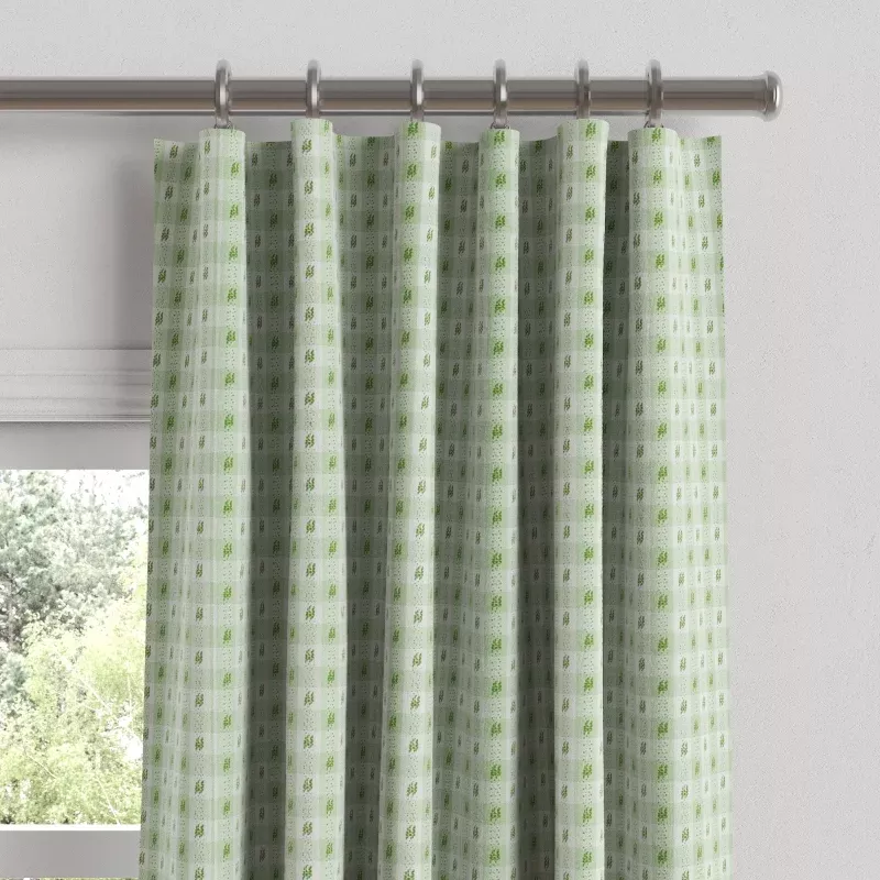 Convertible Drapery in Luxe Gingham – Celery