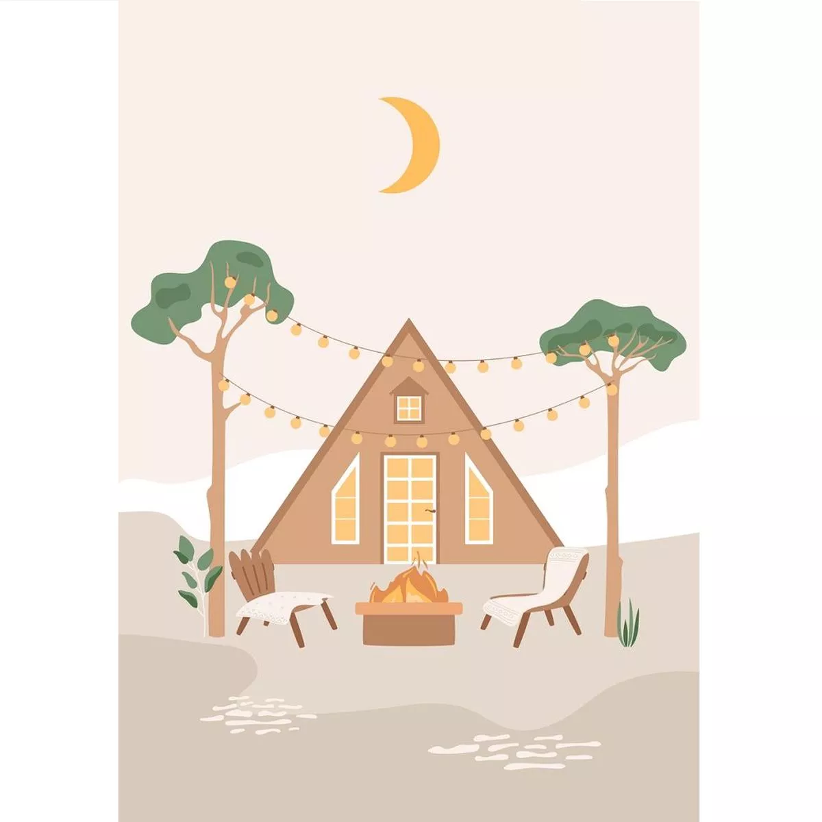 Countryside Cabin Fabric Panel