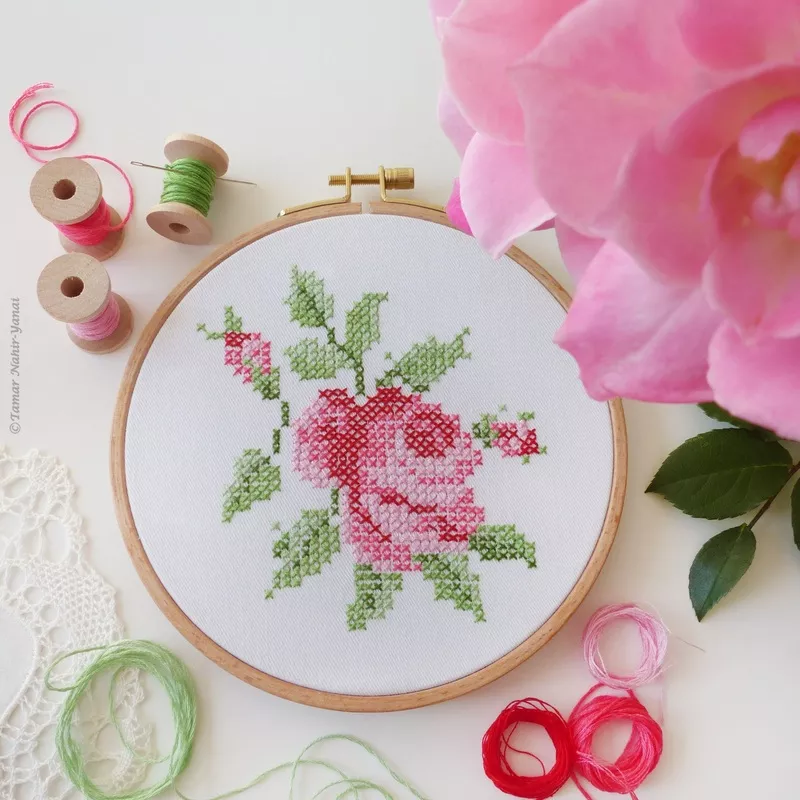 Cross Stitch Rose Embroidery Kit