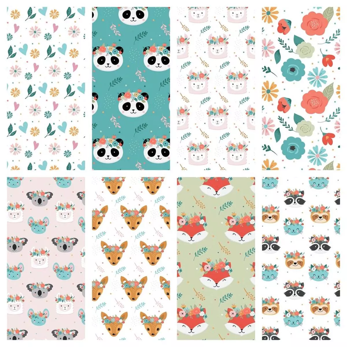 Cute Animals & Florals Fabric Collection – 1/2 Yard Bundle