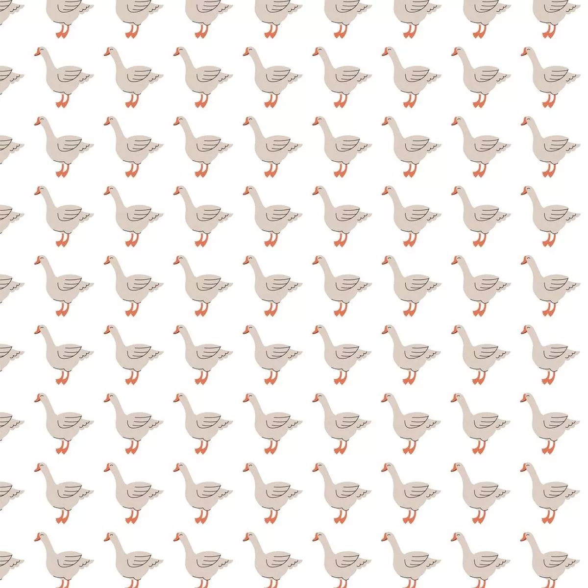Cute Geese Fabric – Beige