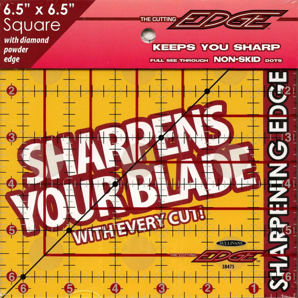 The Cutting Edge Clear Sharpening Edge Ruler 6-1/2in Square
